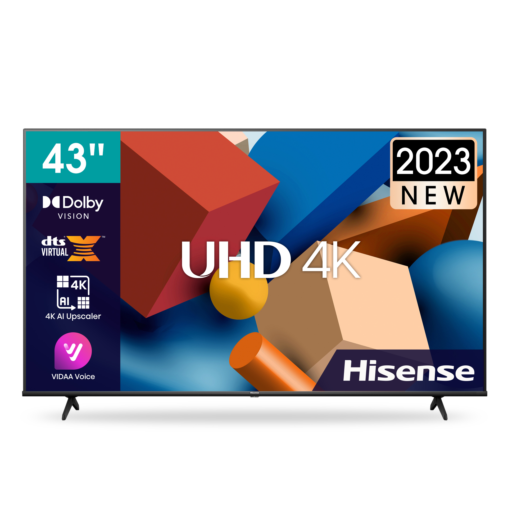 Hisense 43 Inch TV 4K UHD Smart TV, With Dolby Vision HDR, DTS Virtual X,  , Netflix, Freeview Play & Alexa Built-in, Bluetooth & WiFi Black