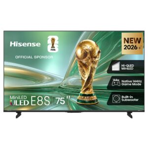 75E8S Mini LED 4K Smart TV, Native 144Hz Game Mode, Built-in Subwoofer by Devialet, Dolby Vision IQ, Dolby Atmos, AMD FreeSync Premium Pro, 3 Years Warranty (2026 Model)